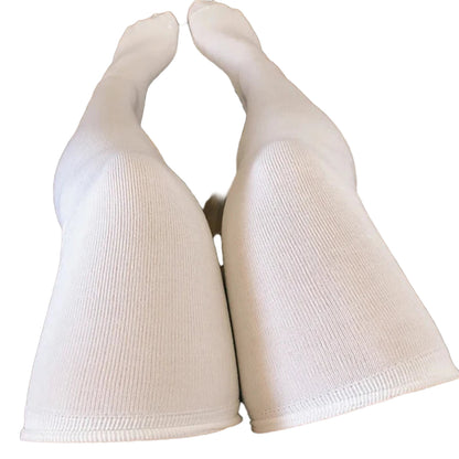 Comfortable LuckeLadybug thigh-high white socks for women, ideal for layering with outfits
