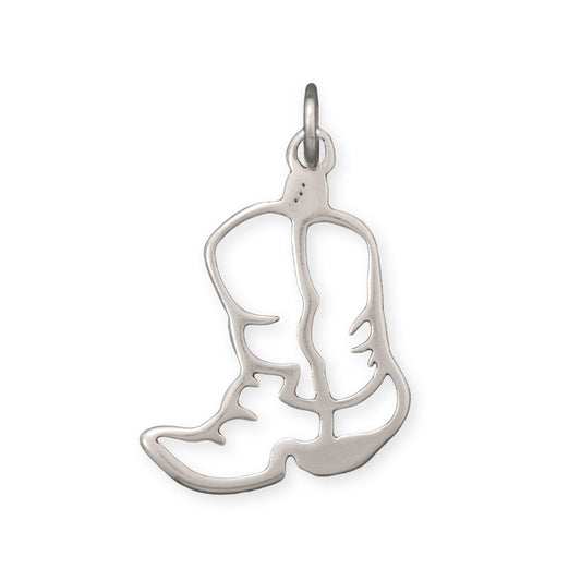 Oxidized boot charm in silver finish, perfect for DIY jewelry or western-themed accessories