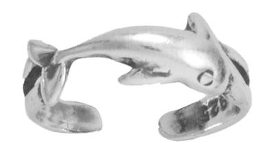 Adorable Dolphin Toe Ring in Oxidized Sterling Silver | Adjustable | - LuckeLadybug LLC