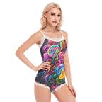 Colorful LuckeLadybug Cami for Women, part of a stylish pajama set with lace details