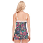 LuckeLadybug floral cami from pajama set with lace detailing and vibrant colors