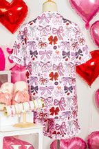 LuckeLadybug LLC fun pajama set with colorful bow print and matching shorts for a cozy sleep experience