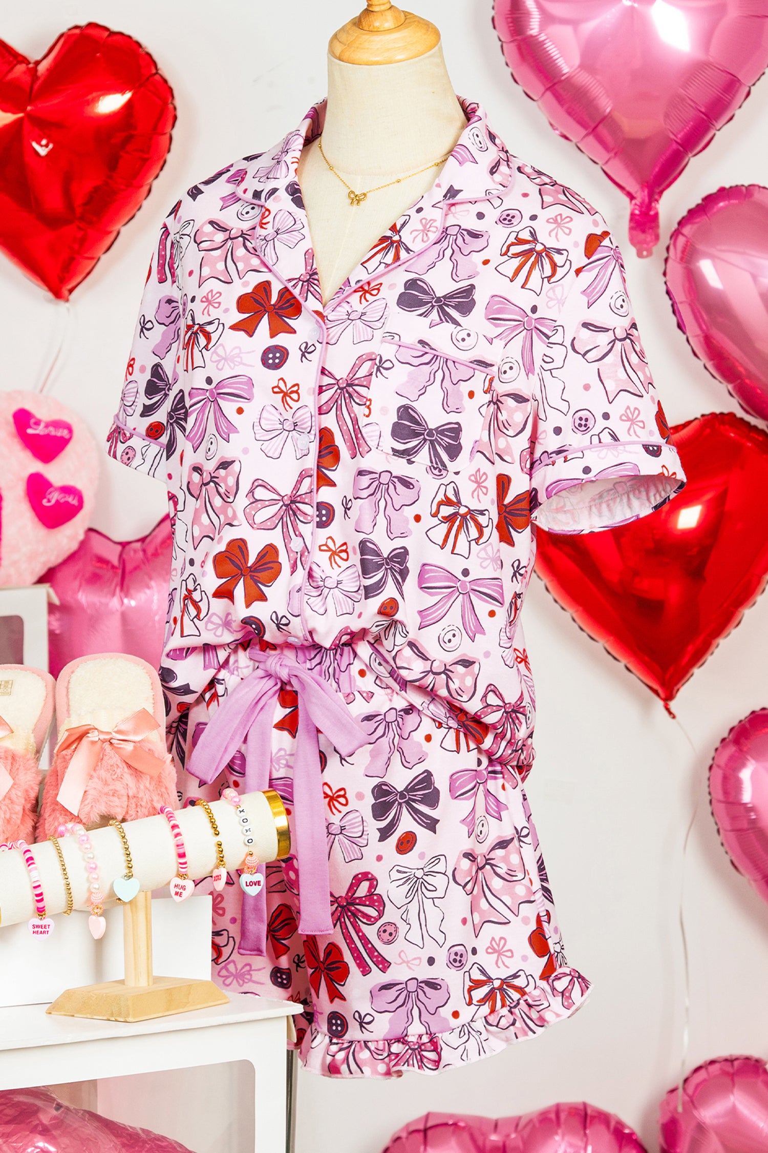LuckeLadybug LLC colorful pajama set with bow patterns for comfortable sleep and relaxation