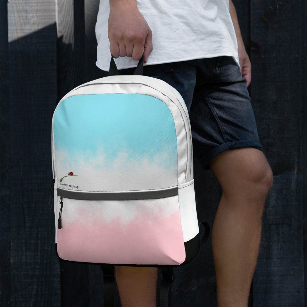 Pastel tie dye bag for students by LuckeLadybug held by person wearing shorts and white shirt