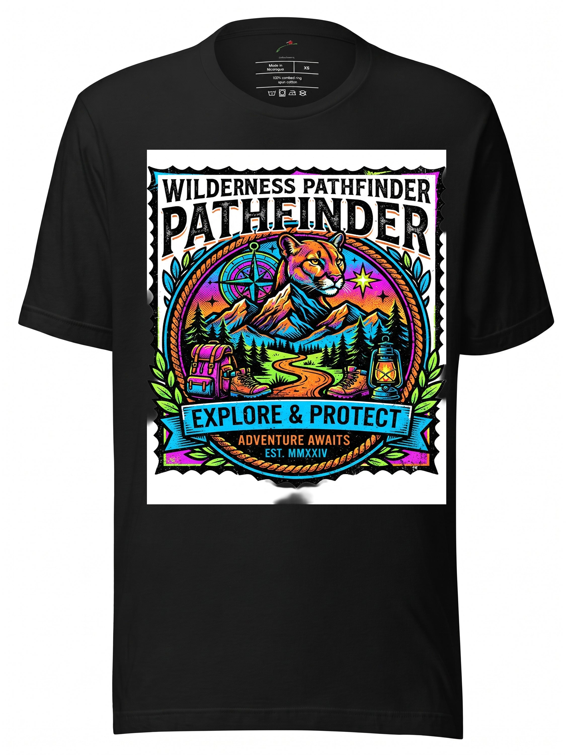 LuckeLadybug LLC Wilderness Pathfinder Graphic Tee Clothing with Vibrant Nature Design