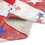 LuckeLadybug sherpa blanket patriotic bedding throw with red white blue star pattern and soft plush lining