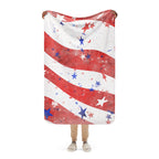 LuckeLadybug sherpa blanket featuring red white and blue stars patriotic bedding throw design