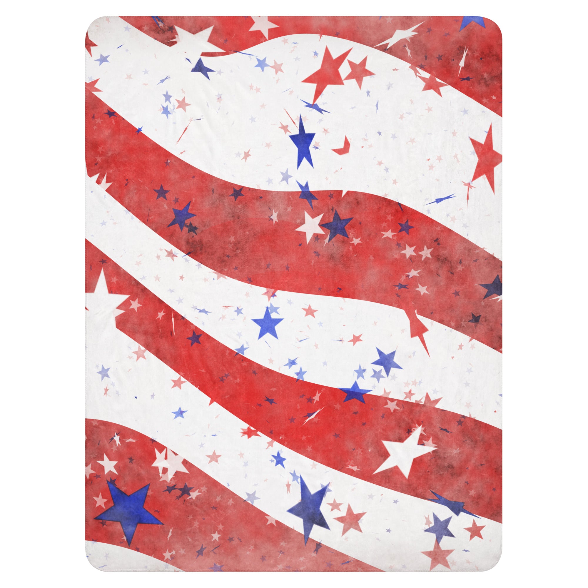 LuckeLadybug sherpa blanket patriotic bedding throw with red white blue star pattern