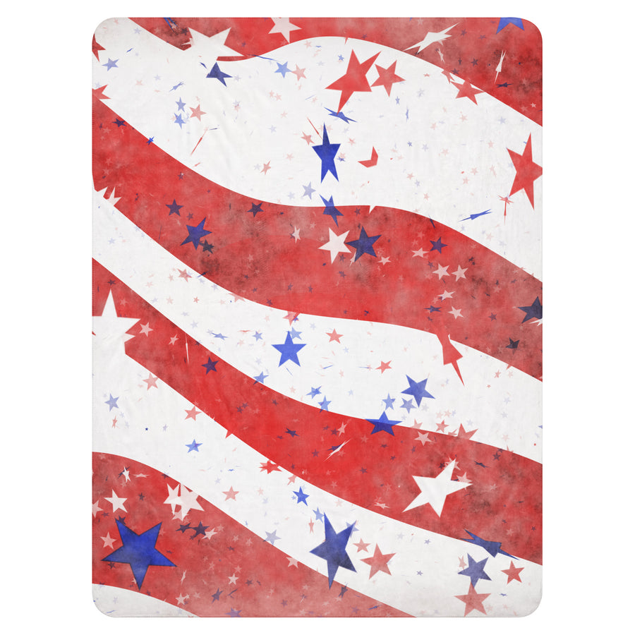 Manta Sherpa con estampado rojo, blanco y azul