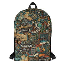 Colorful LuckeLadybug peak designs everyday backpack featuring travel-themed artwork and durable materials