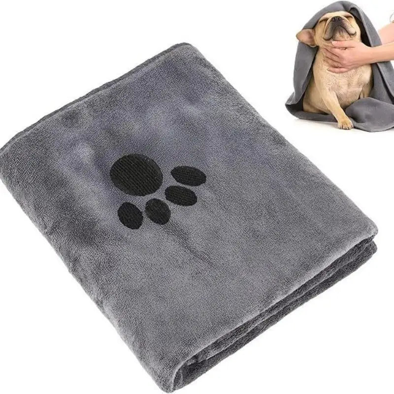 LuckeLadybug LLC absorbent towel in gray, perfect for drying pets after baths or outdoor adventures