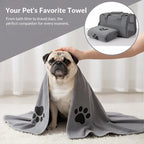 LuckeLadybug absorbent towel for pets featuring paw print design and travel convenience