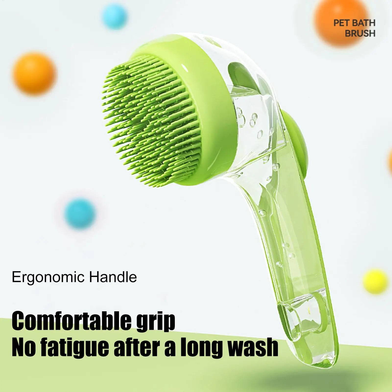 LuckeLadybug ergonomic pet bath brush with comfortable grip for dog pet grooming near me