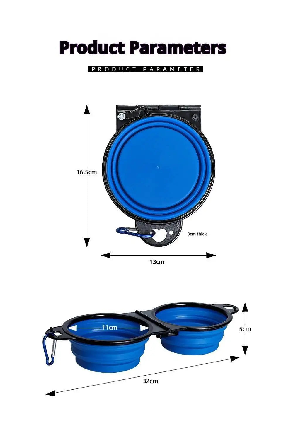 LuckeLadybug LLC Slow Eating Dog Bowl in Blue, Collapsible Design for Easy Storage and Feeding