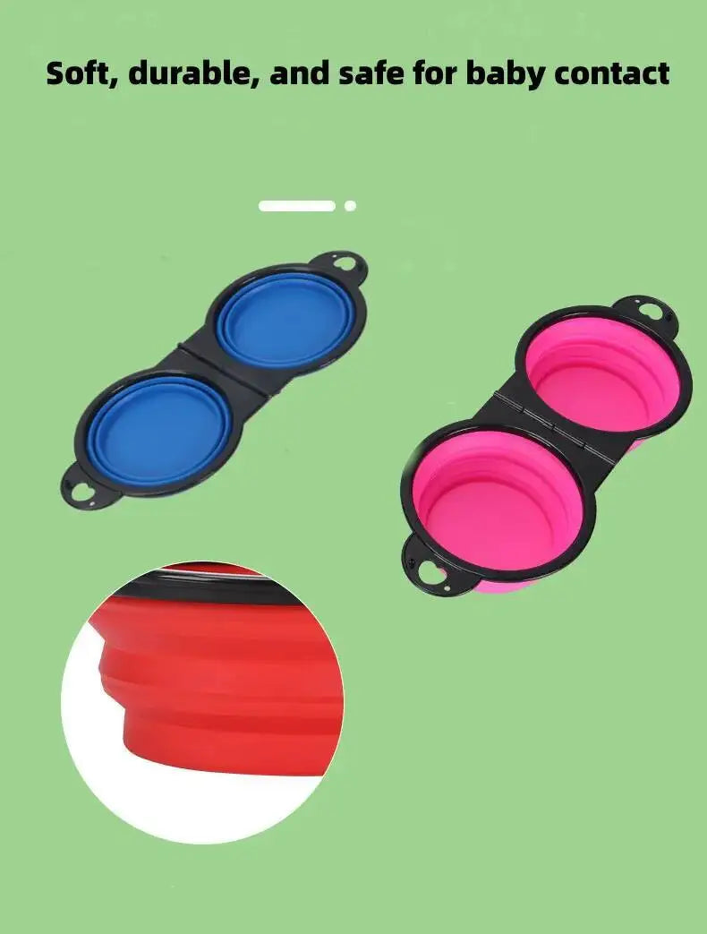 LuckeLadybug soft and durable slow eating dog bowl with two compartments in blue and pink