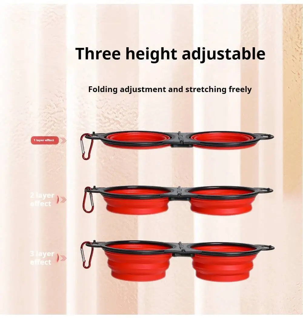 LuckeLadybug LLC adjustable slow eating dog bowl in red with three height options for comfortable dining
