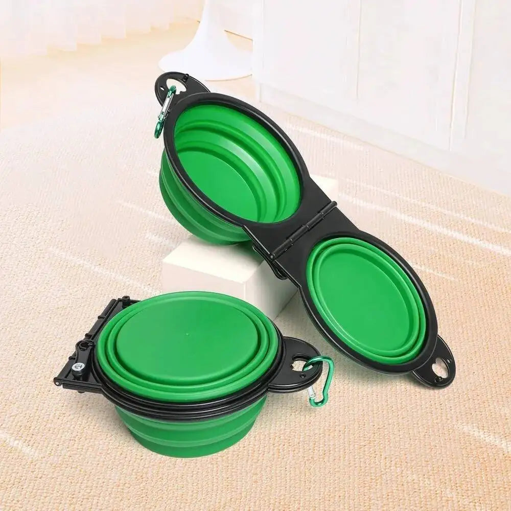 LuckeLadybug LLC Slow Eating Dog Bowl in Green, collapsible design for easy storage and travel