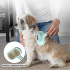 Pet grooming brush for dogs featuring a one-click cleaning button for easy fur removal