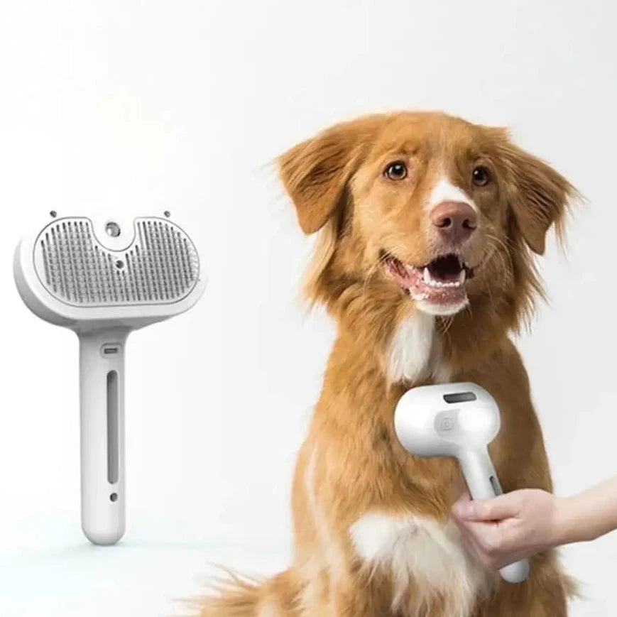 LuckeLadybug pet grooming brush for dogs with ergonomic handle for easy brushing and removing loose fur