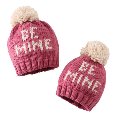 Adorable Pink Be Mine Knit Beanie Pom Pom Hat For Stylish Babies And Toddlers - LuckeLadybug LLC