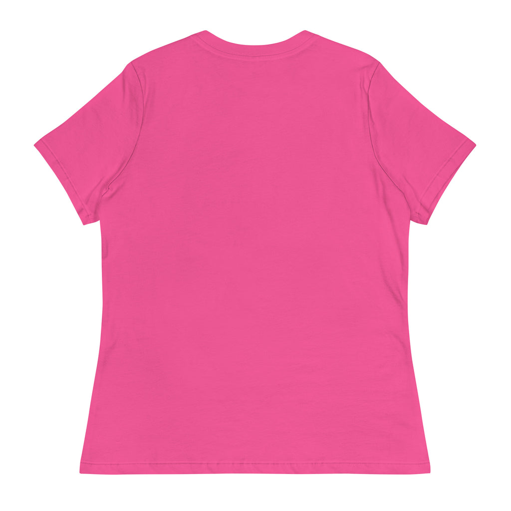 Pink LuckeLadybug book lover t-shirt for women showing the back view with short sleeves