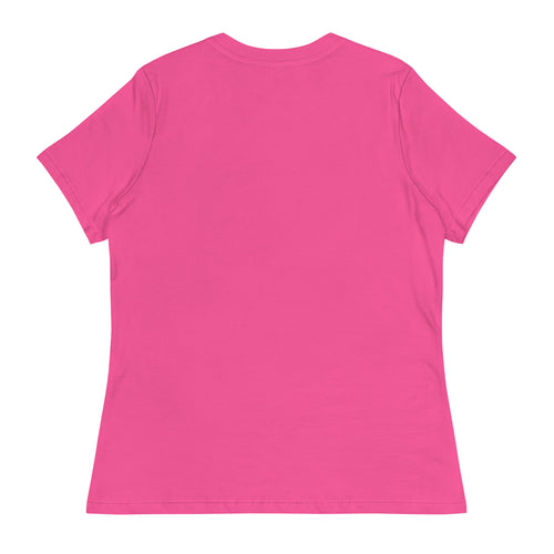Pink LuckeLadybug book lover t-shirt for women showing the back view with short sleeves