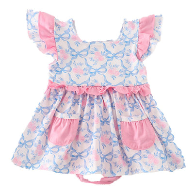 Adorable Pink Bow Print Ruffle Bubble: Perfect For Fashionable Babies And Toddlers 🎀 - LuckeLadybug LLC