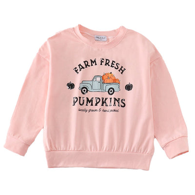 Adorable Pink Farm Fresh Pumpkins Girl Sweatshirt For Your Little Princess! - LuckeLadybug LLC