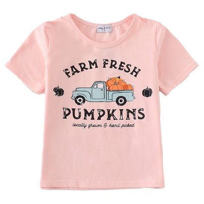 Adorable Pink Farm Fresh Pumpkins Girl Top For Your Little Pumpkin! - LuckeLadybug LLC