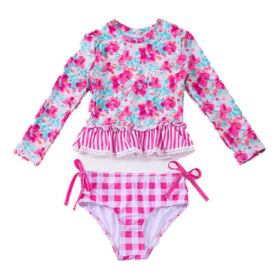 Adorable Pink Floral 2-Piece Swimsuit Set For Your Little Water Babies! - LuckeLadybug LLC