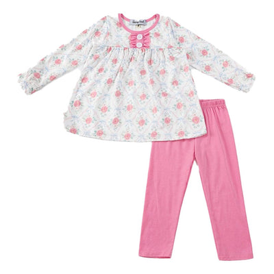 Adorable Pink Floral Print Set For Trendy Babies And Toddlers - LuckeLadybug LLC