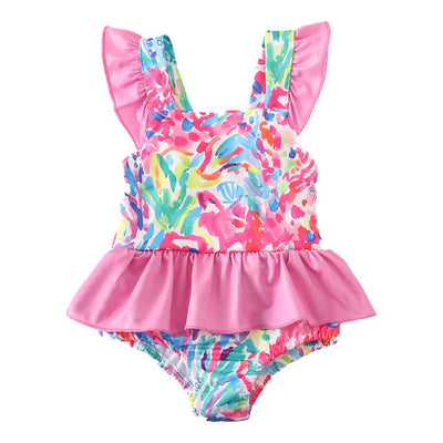 Adorable Pink Floral Smocked Swimsuit For Stylish Baby And Toddler Girls! - LuckeLadybug LLC