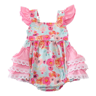 Adorable Pink Floral Ruffle Girl Bubble: Perfect Outfit For Your Little Fashionista! - LuckeLadybug LLC