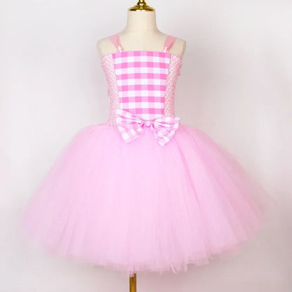 Pink Plaid Princess Tutu Dress Set