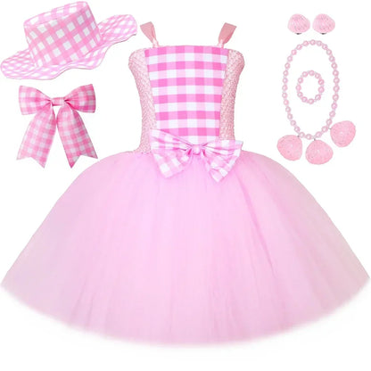Pink Plaid Princess Tutu Dress Set