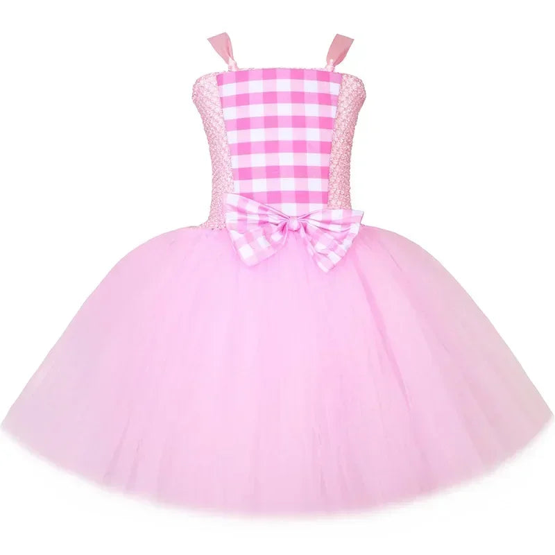 Pink Plaid Princess Tutu Dress Set