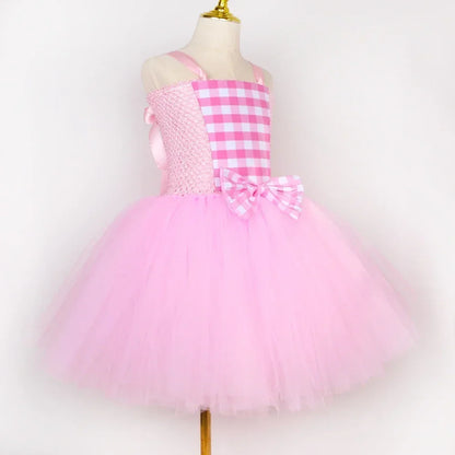 Pink Plaid Princess Tutu Dress Set