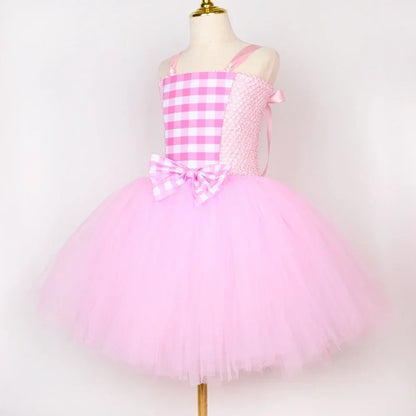Pink Plaid Princess Tutu Dress Set