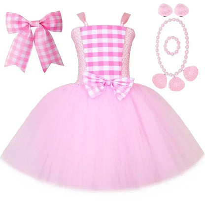 Pink Plaid Princess Tutu Dress Set