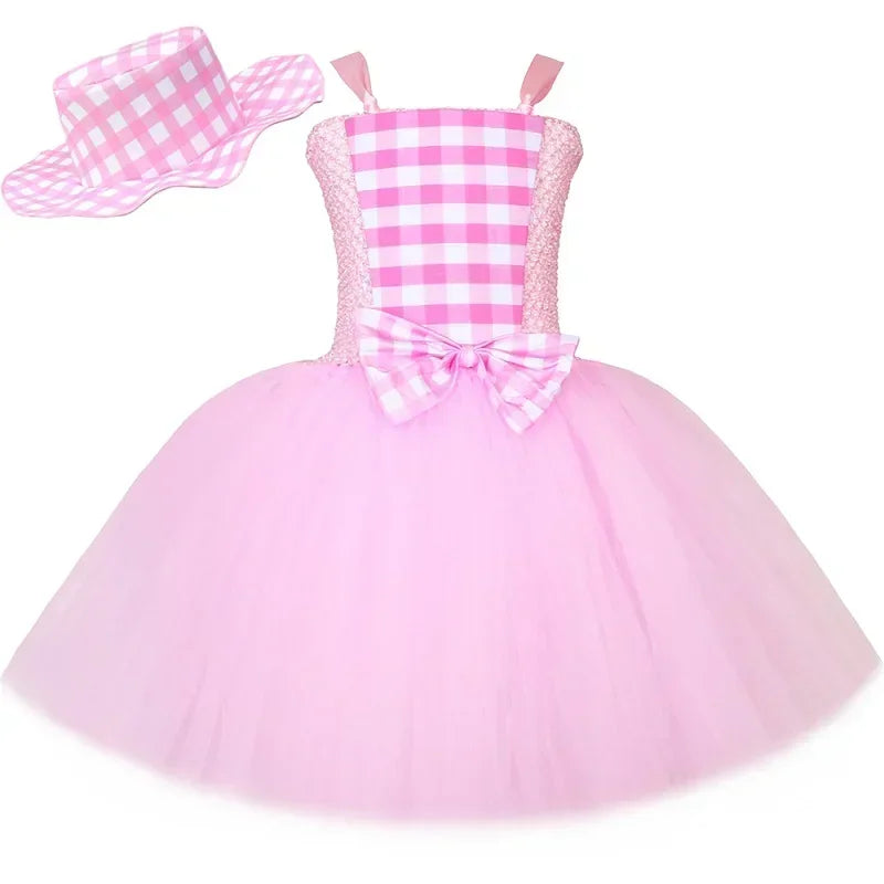 Pink Plaid Princess Tutu Dress Set
