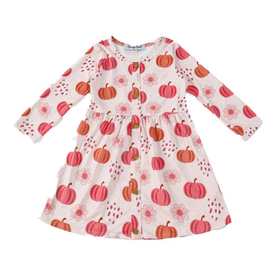 Adorable Pink Pumpkin Dress: Perfect Outfit For Stylish Babies & Toddlers! - LuckeLadybug LLC