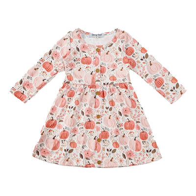 Adorable Pink Pumpkin Floral Dress For Your Little Ones | Baby & Toddler Fashion - LuckeLadybug LLC