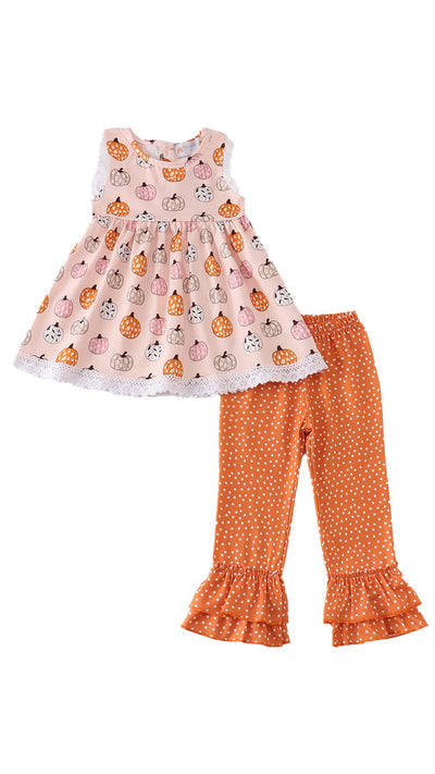 Adorable Pink Pumpkin Girl Pants Set For Stylish Babies And Toddlers! - LuckeLadybug LLC