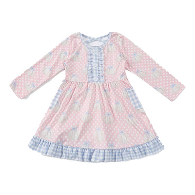 Adorable Pink Pumpkin Plaid Ruffle Dress For Stylish Babies And Toddlers - LuckeLadybug LLC