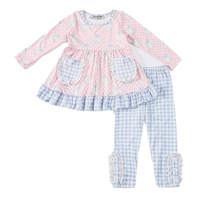 Adorable Pink Pumpkin Plaid Ruffle Set For Stylish Babies And Toddlers! - LuckeLadybug LLC