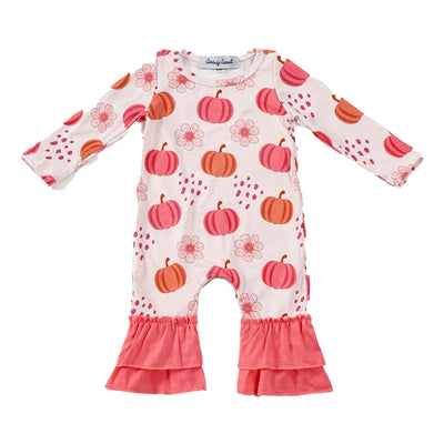 Adorable Pink Pumpkin Ruffle Romper: Perfectly Pretty For Little Princesses! - LuckeLadybug LLC