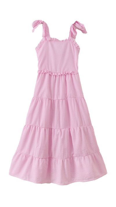 Adorable Pink Seersucker Mommy & Me Dress Set For Stylish Babies And Toddlers! - LuckeLadybug LLC