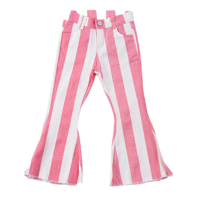 Adorable Pink Stripe Bell Denim Jeans For Trendy Tots | Cute And Comfy Baby & Toddler Fashion - LuckeLadybug LLC