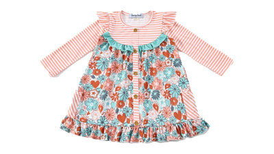 Adorable Pink Stripe Floral Ruffle Dress - Perfect For Your Little Princess! - LuckeLadybug LLC