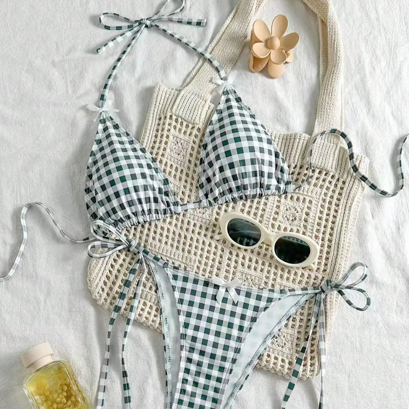 Blue Plaid Bikini for Summer Fun